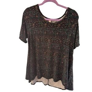 LuLaRoe Womens XL Dark Multi-Color‎ Speckled Knit Scoop Neck Top Relaxed